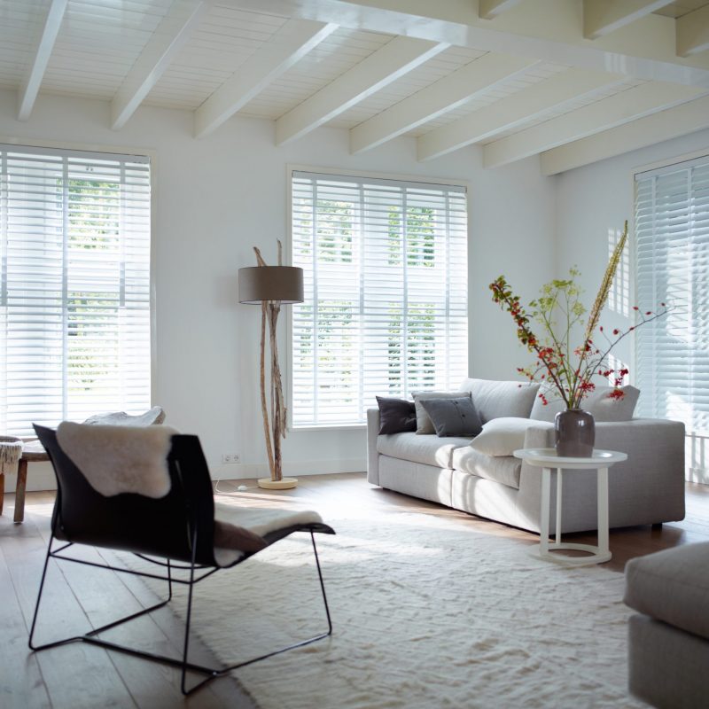 White Faux Wood Blinds