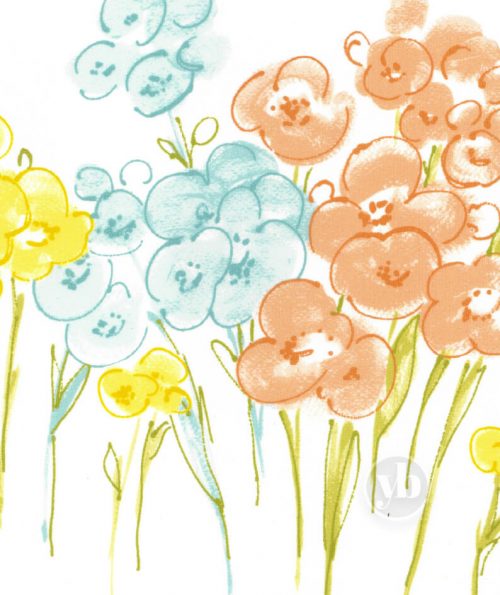 Poppy Lemon Border Print