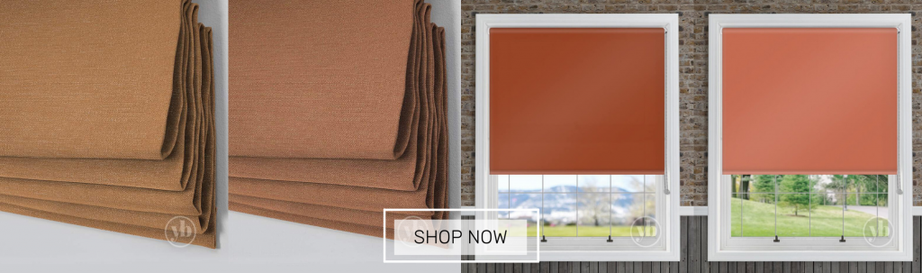 our roman and roller blinds in burnt orange an example of our roman and roller blinds in burnt orange